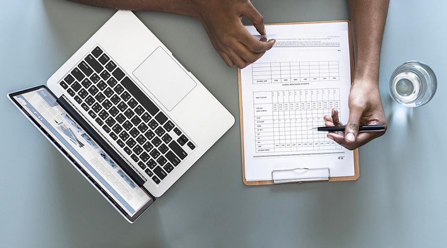 man filling out a form